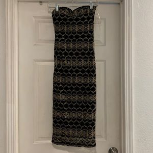Black and gold tube dress